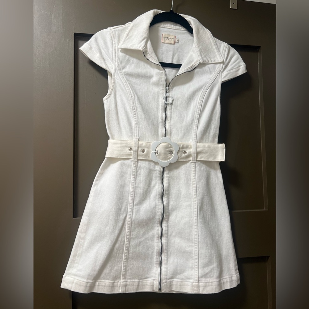 Alice + Olivia White Denim Dress